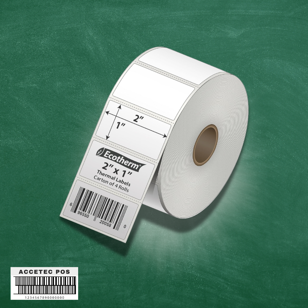 ROLLO DE ETIQUETA TD 2" X 1"(5CM X 2.5CM) 1COLUMNAS 1500 ETIQ T1