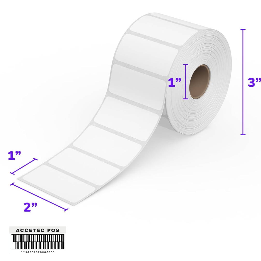 ROLLO DE ETIQUETA TD 2" X 1"(5CM X 2.5CM) 1COLUMNAS 1500 ETIQ T1