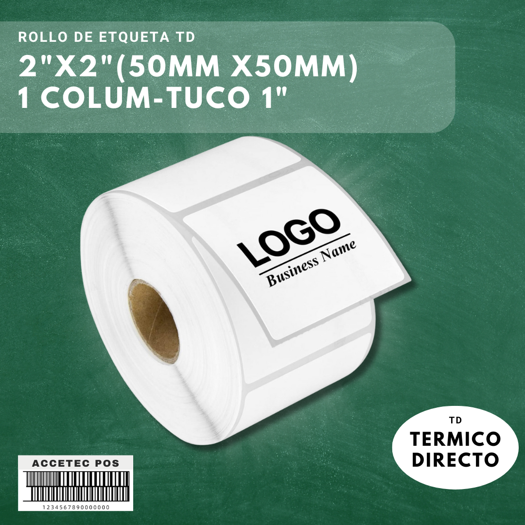 ROLLO DE ETIQUETA TERMICO DIRECTO 2" X 2"(50MM X 50MM) 1COLUMNA ,1000ETIQ