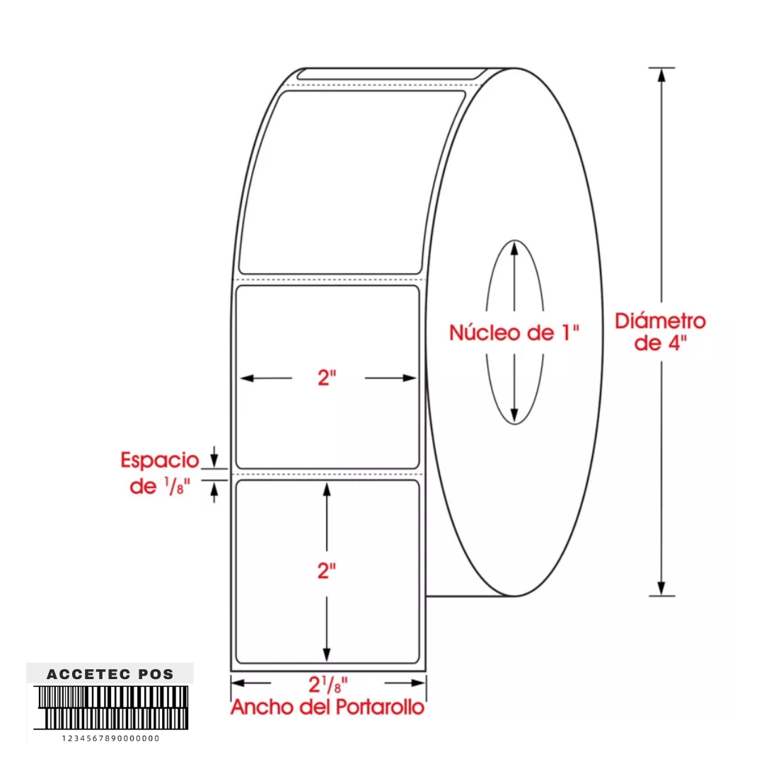 ROLLO DE ETIQUETA TERMICO DIRECTO 2" X 2"(50MM X 50MM) 1COLUMNA ,1000ETIQ