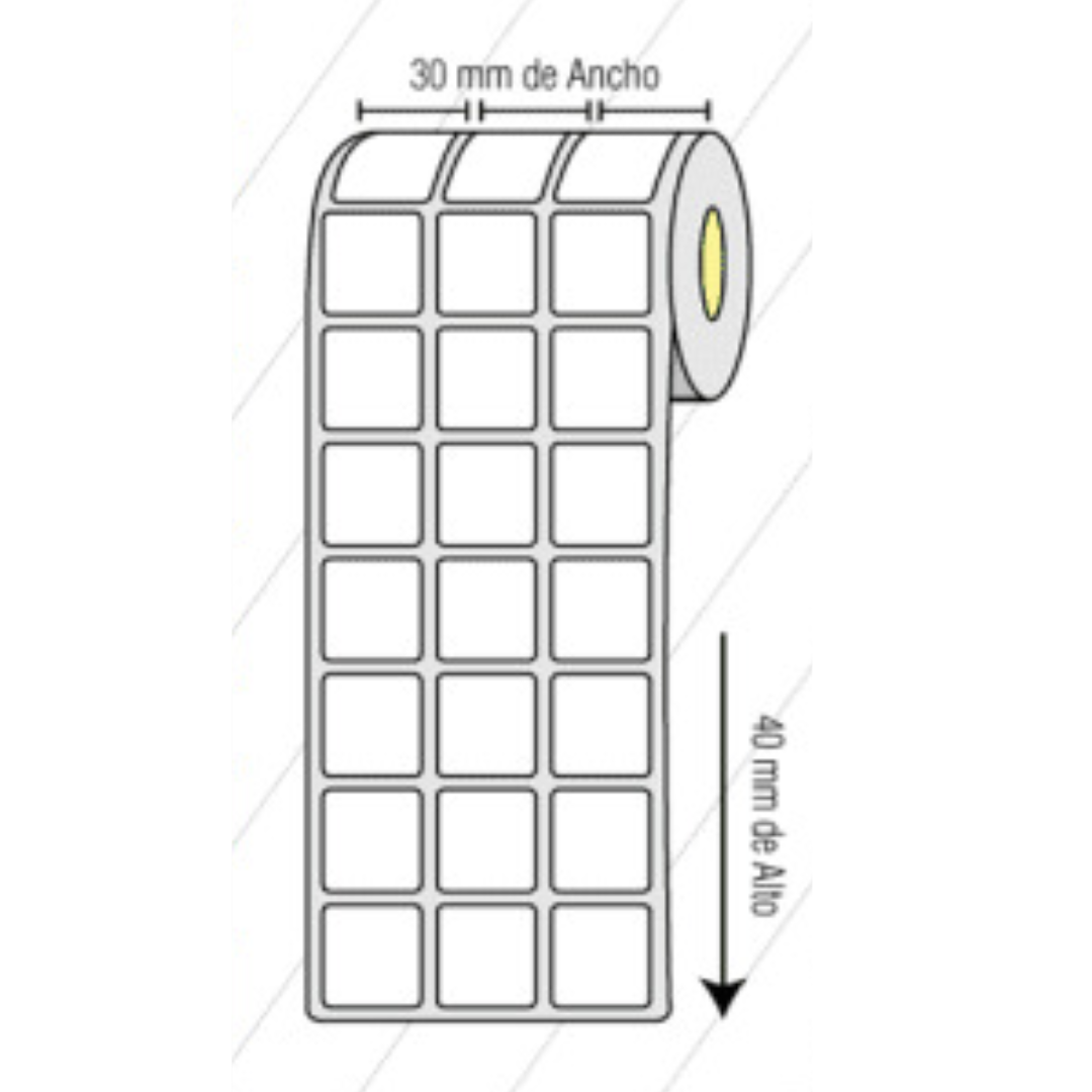 ROLLO DE ETIQUETA TERMICO DIRECTO (30MM X 40MM) 3COLUMNA ,3000ETIQ