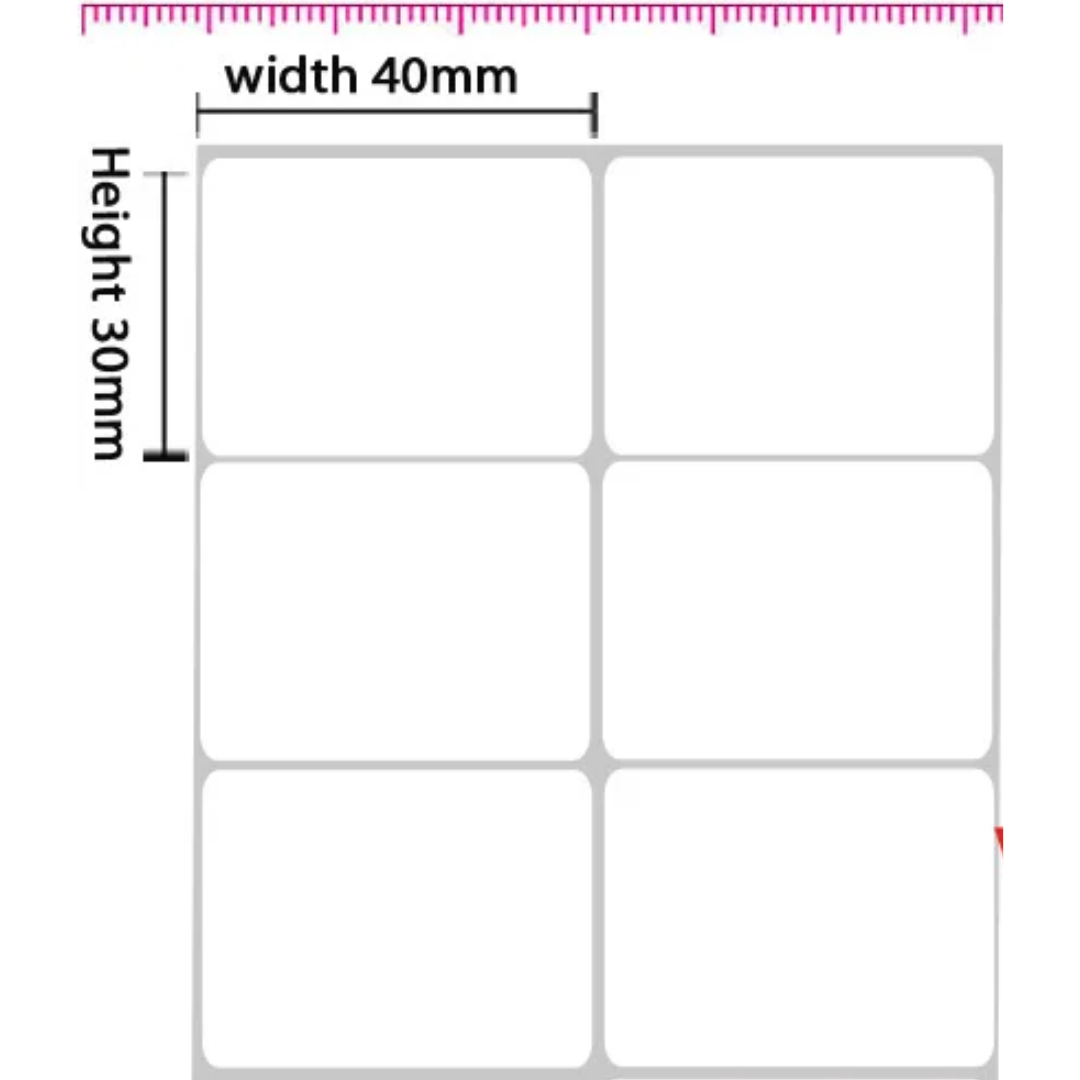 ROLLO DE ETIQUETA TT 4CM x 3CM (40MM X 30MM) 2 COLUMNAS 3000 ETIQ