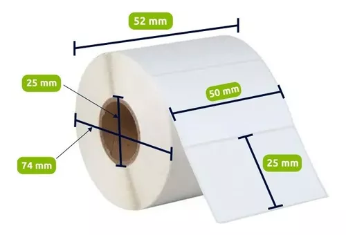 ROLLO DE ETIQUETA TT 2"X1" ,1500ETQ (5CMX2.5CM) 1COLUM-TUCO 1"