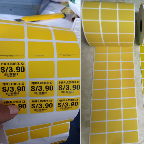ROLLO DE ETIQUETA TT 30MMX20MM ,6000 ETQ , 3COLUM-TUCO 1" FONDO AMARILLO BAJO PRODUCCION