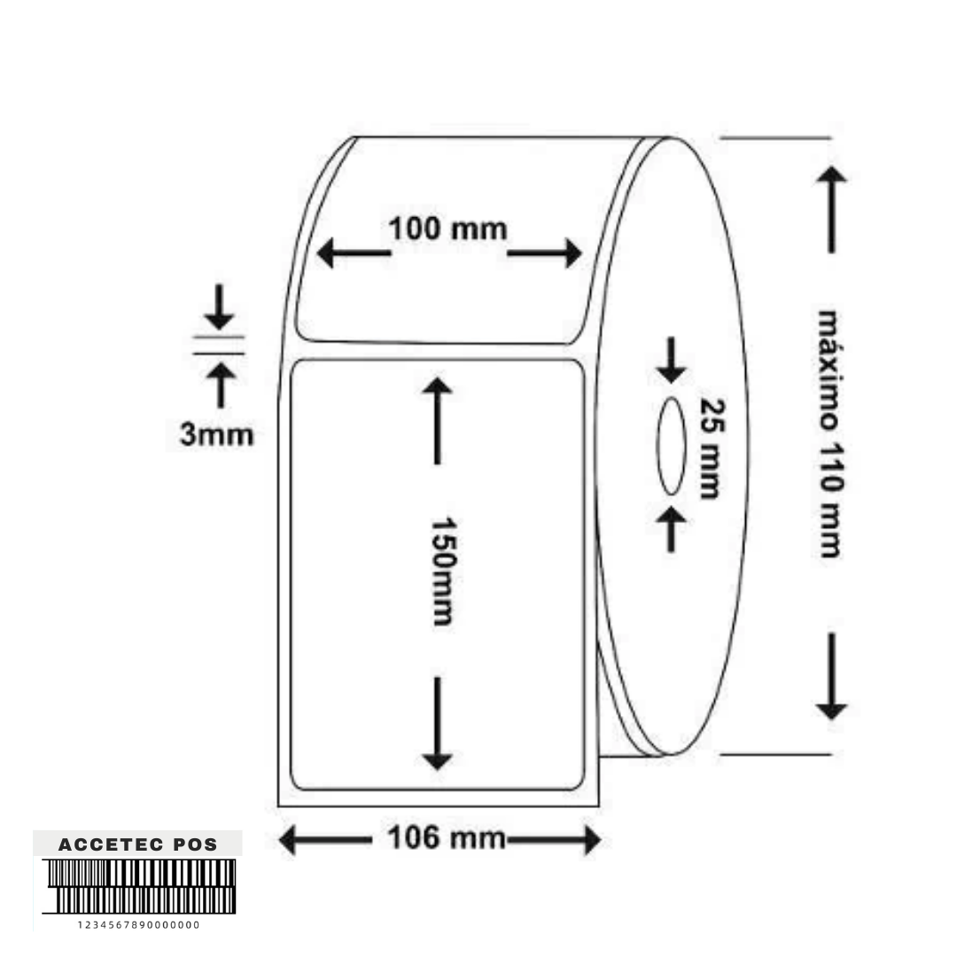 ROLLO DE ETIQUETA PPB 4" X 6"(10CM X 15CM ) 1COLUMNAS ,250 ETIQ T1