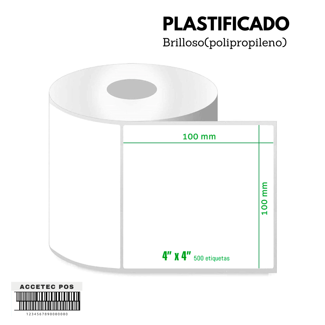 ROLLO DE ETIQUETA PPB 4" X 4"(10CM X 10CM ) 1COLUMNAS ,500 ETIQ