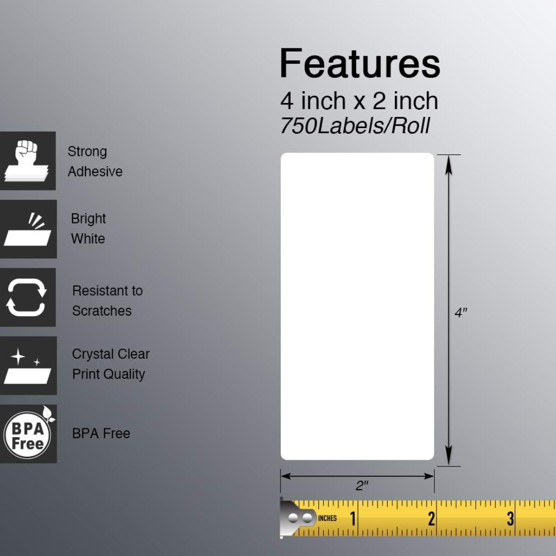 ROLLO DE ETIQUETA PPB 4" X 2"(10CM X 5CM ) 1COLUMNAS ,1000 ETIQ T1