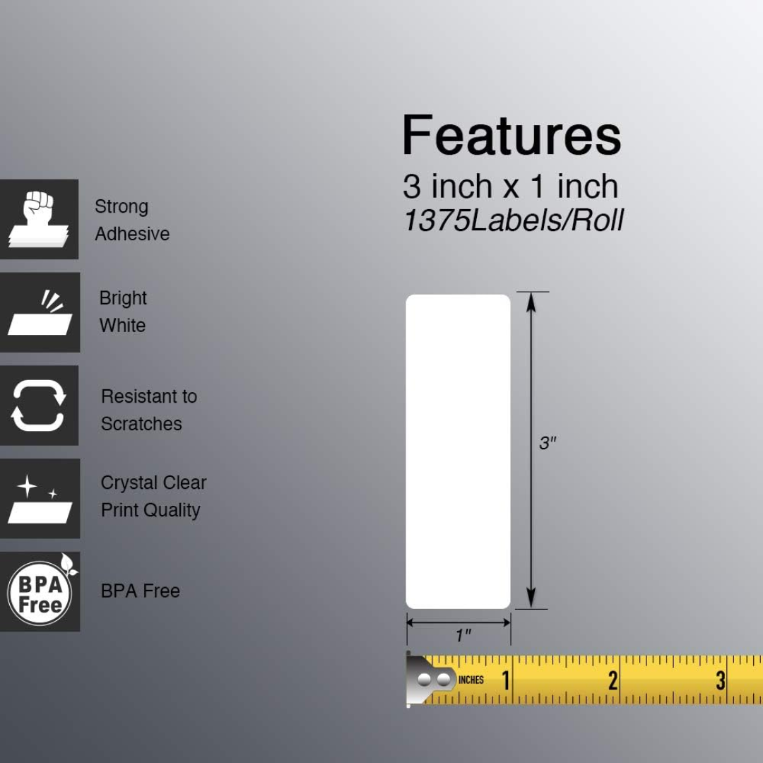ROLLO DE ETIQUETA PPB 3" X 1"(7.5CM X 2.5CM ) 1COLUMNAS ,1500 ETIQ-TUCO 1"