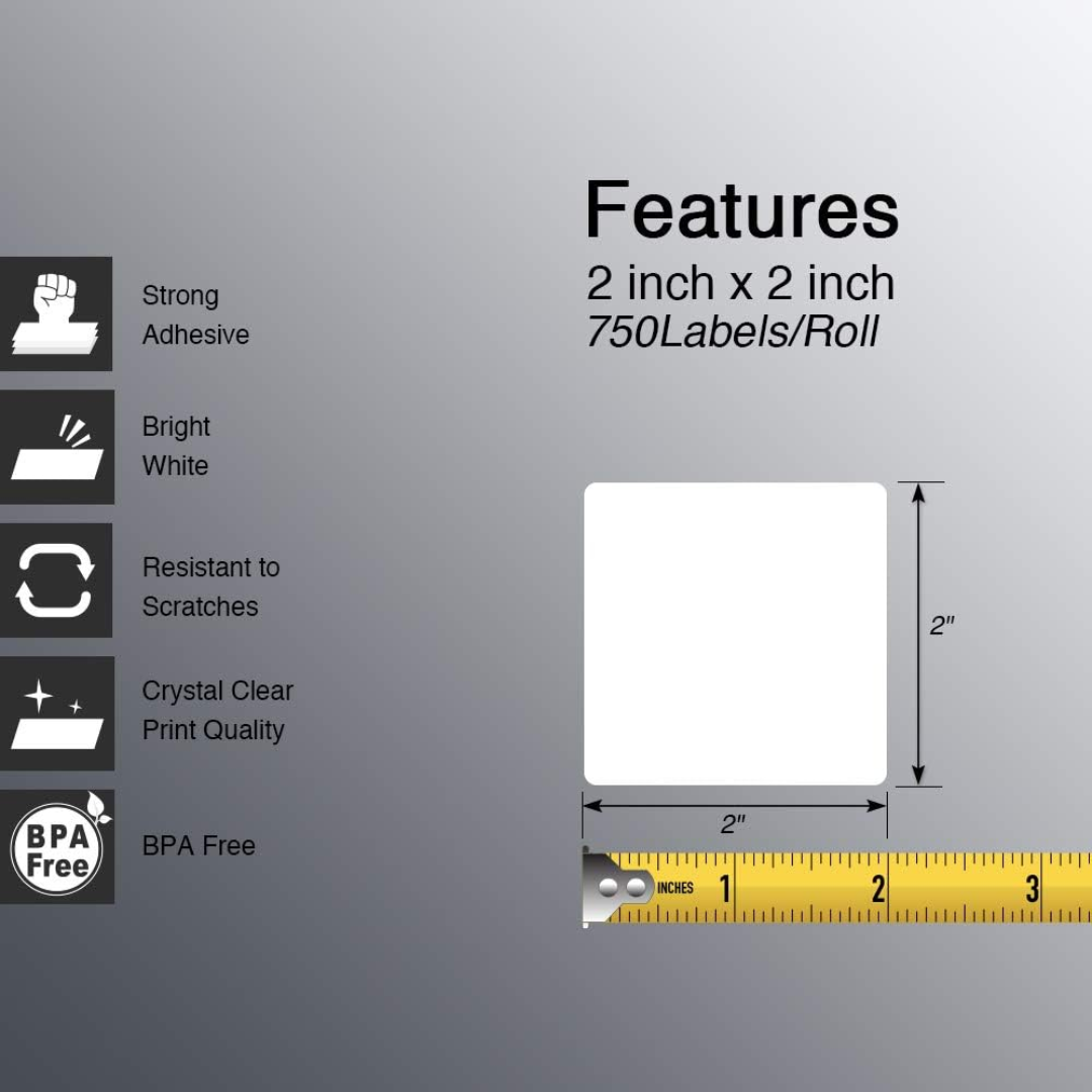 ROLLO DE ETIQUETA PPB 2" X 2" (50MM X 50MM) ,1000 ETQ , 1COLUM-TUCO 1"
