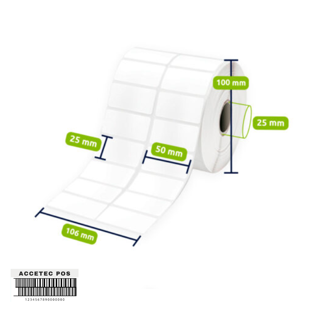 ROLLO DE ETIQUETA PPB 2" X 1"(5CM X 2.5CM) 2COLUMNAS ,3000 ETIQ T1