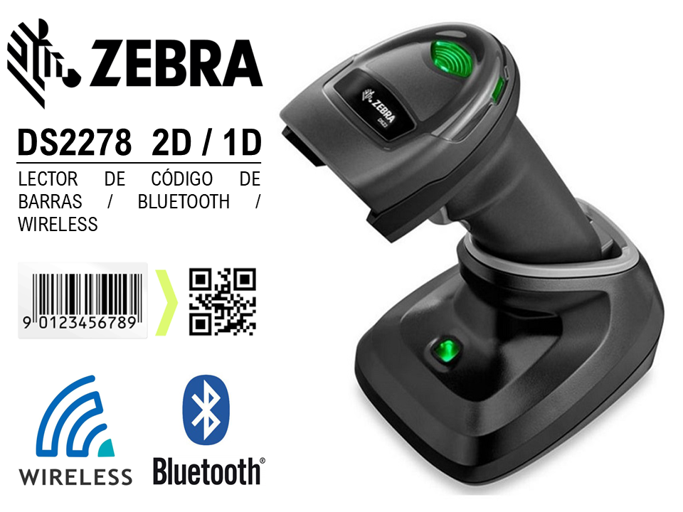 LECTOR DE CODIGO DE BARRA ZEBRA DS2278 , 1D-2D INALAMBRICO-BT