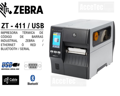 IMPRESORA DE ETIQUETAS ADHESIVAS O CÓDIGO DE BARRAS  ZT-411  RED -USB-SERIAL-BT /INDUSTRIAL
