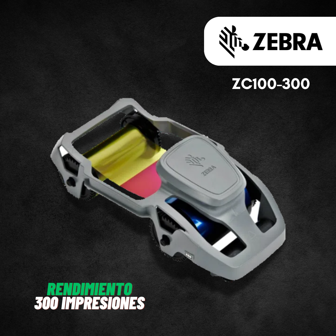 CINTA RIBBON ZEBRA 800300-550LA YMCKO COLOR 300 IMG ZC100 Y ZC300