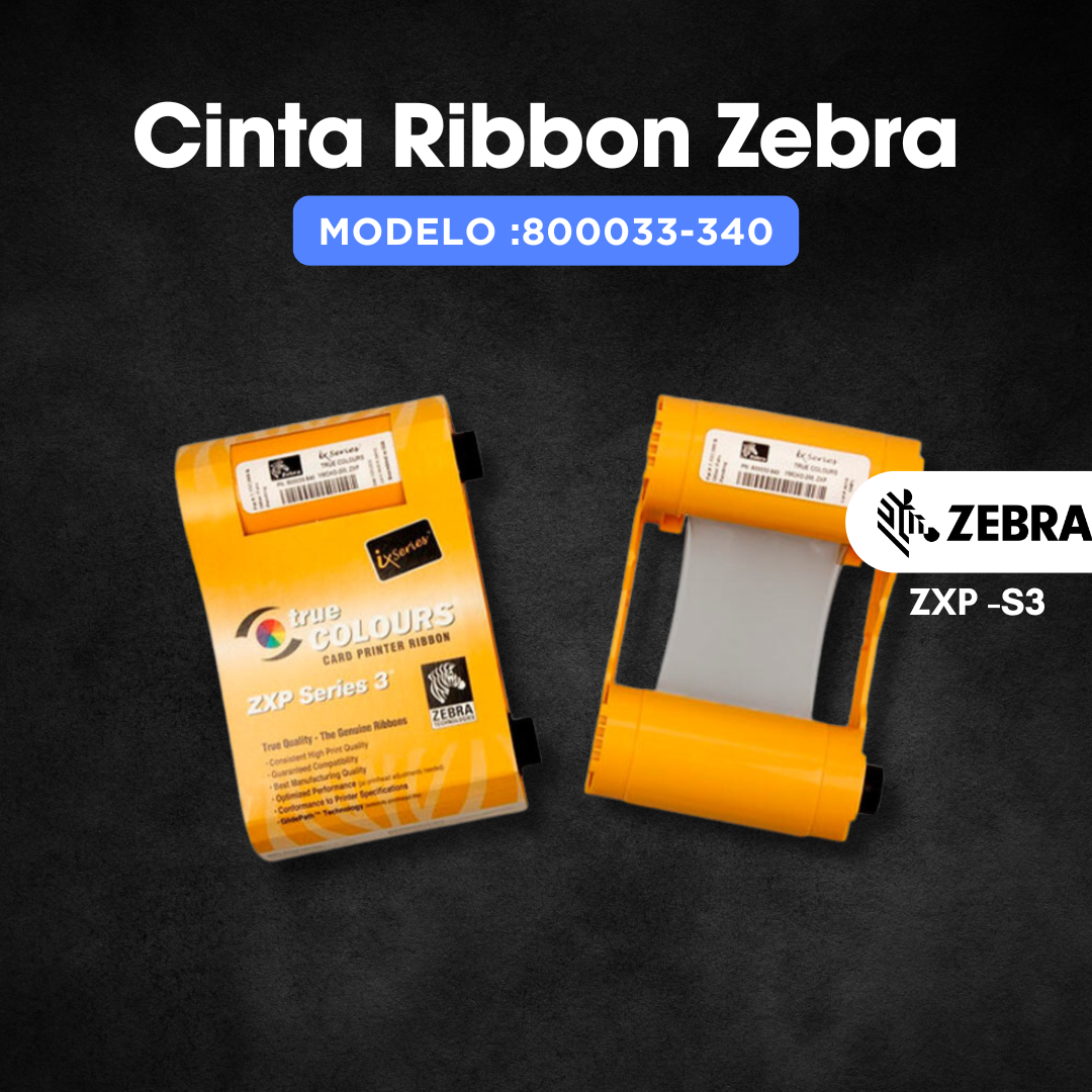 CINTA RIBBON ZEBRA 800033-340 COLOR YMCKO ZXP SERIE 3-280 IMAGENES